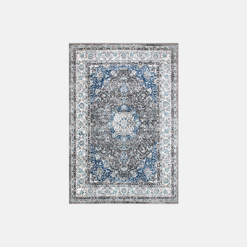 Distressed Riofu Polypropylene Dark Grey Rug Bedroom