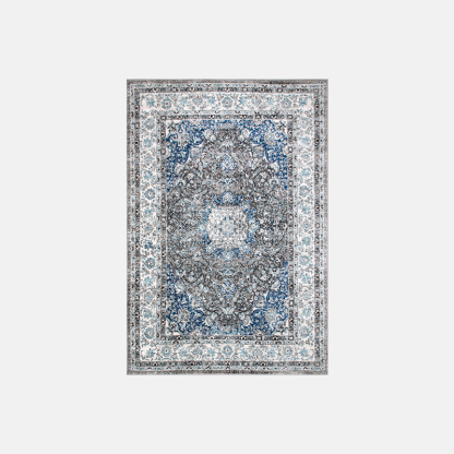 Distressed Riofu Polypropylene Dark Grey Rug Bedroom