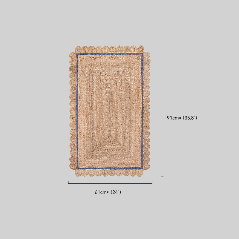 Anna Scalloped Riofu Jute Blue Rug Bedroom