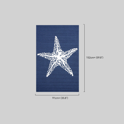 Modern Starfish Blue Polypropylene Rug Living Room