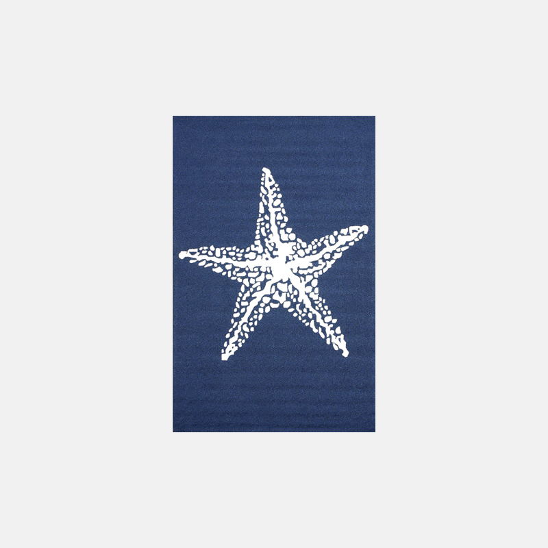 Modern Starfish Blue Polypropylene Rug Living Room
