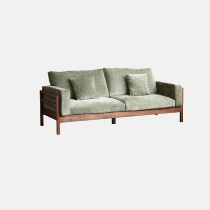 Mid Century Modern Green Chenille Sofa Living Room