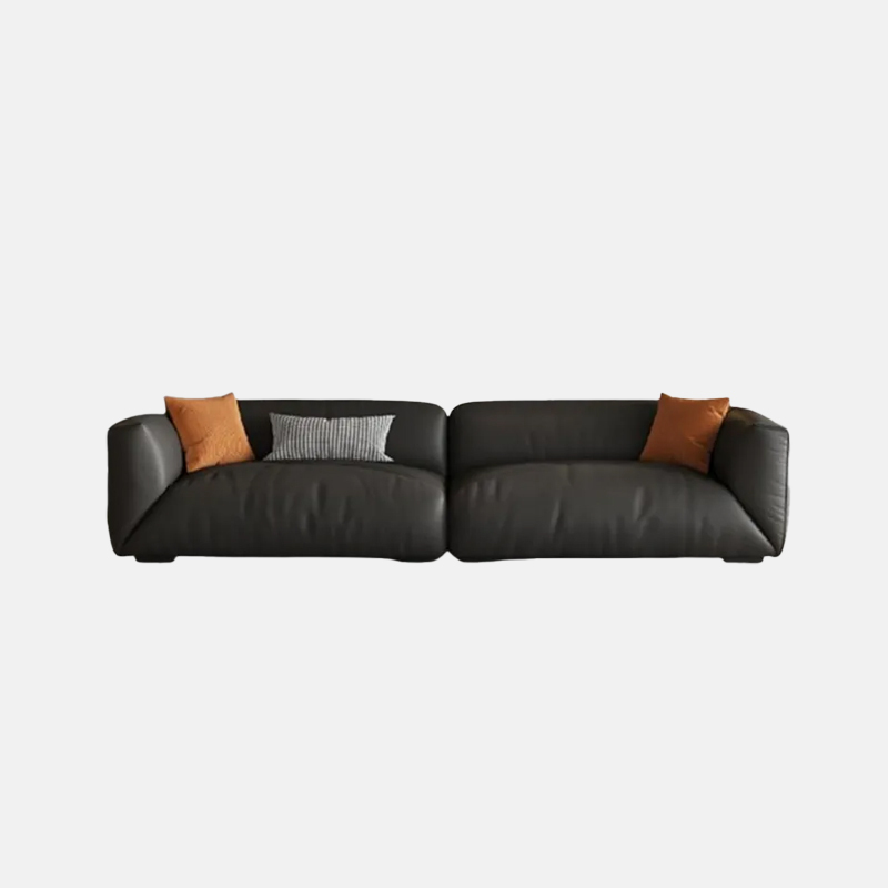 Modern Riofu Genuine Leather Black Sofa Living Room | Riofu