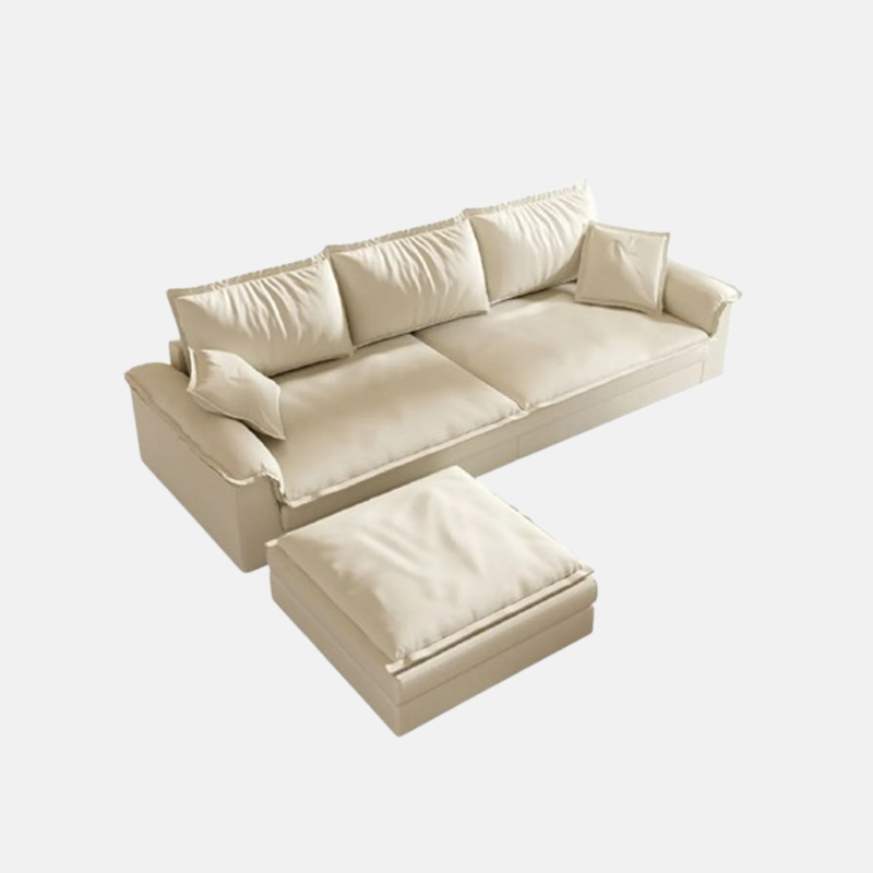 Nordic Cream Suede Solid Sofa Living Room