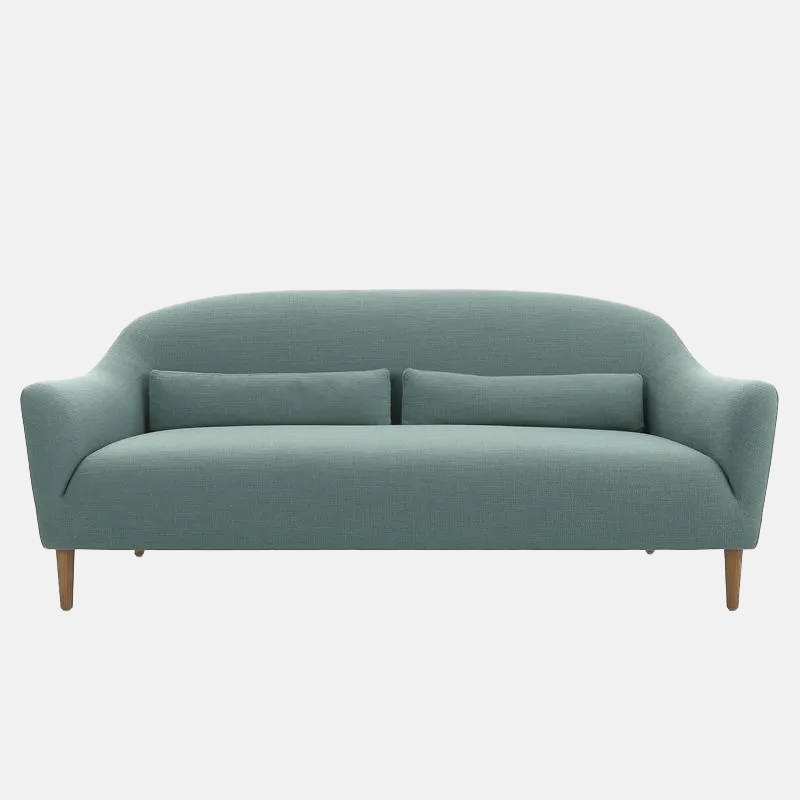 Modern Lake Blue Sofa Linen Cotton Blend Living Room