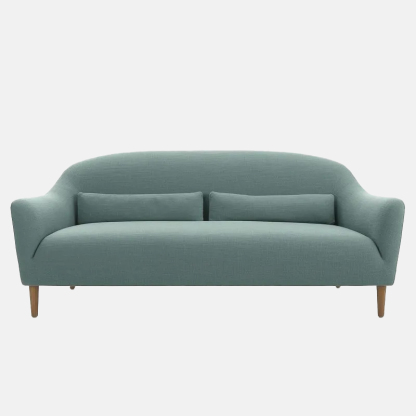 Modern Lake Blue Sofa Linen Cotton Blend Living Room