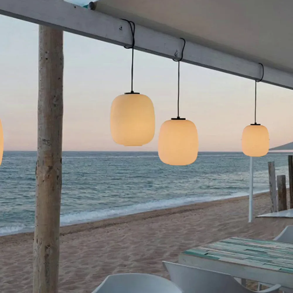 Modern Metal Acrylic Geometric White Outdoor Pendant Light