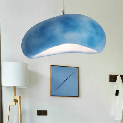 Modern Resin Round Wood Bread Shape Pendant Light Living Room