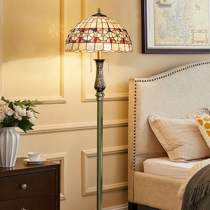 Vintage Metal Glass Bowl Brass Floor Lamp Living Room