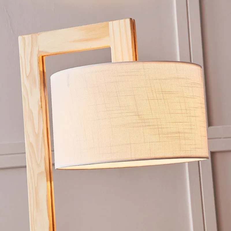 Nordic Wood Hooded Log Color Floor Lamp living Room