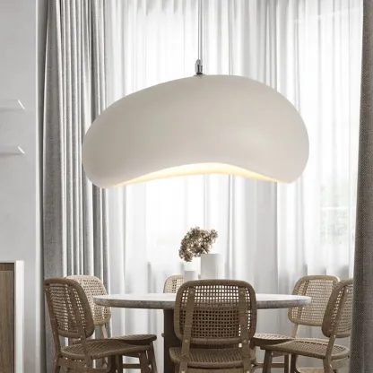 Modern Resin Round Wood Bread Shape Pendant Light Living Room