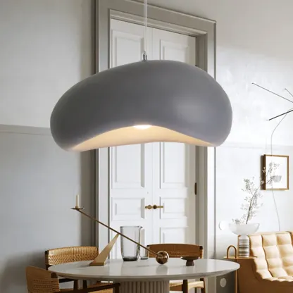 Modern Resin Round Wood Bread Shape Pendant Light Living Room