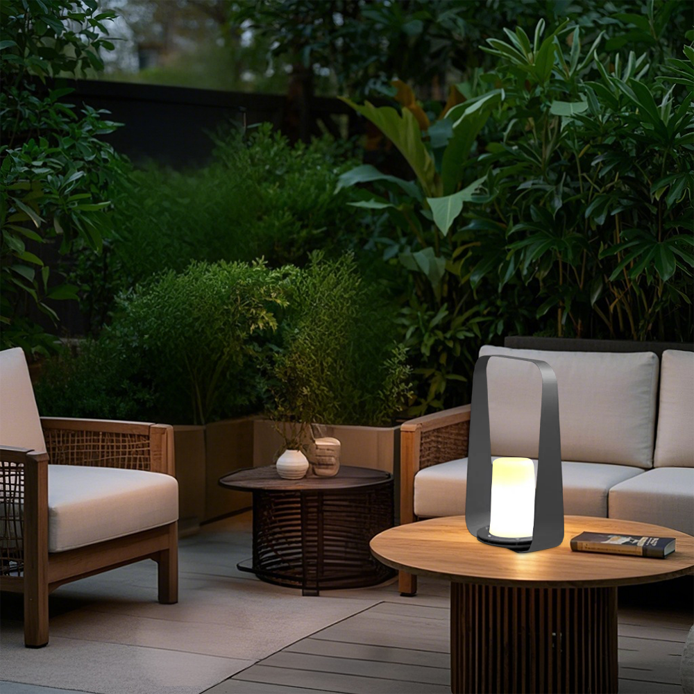 Modern Acrylic Geometric Outdoor Grey/Brown Floor Lamp