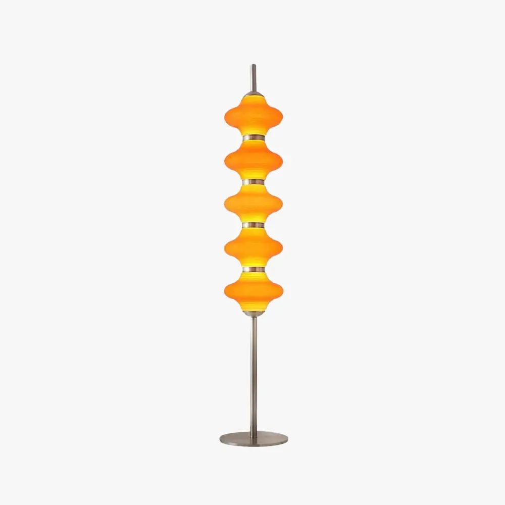 Modern Metal Glass Lantern Orange Floor Lamp Bedroom