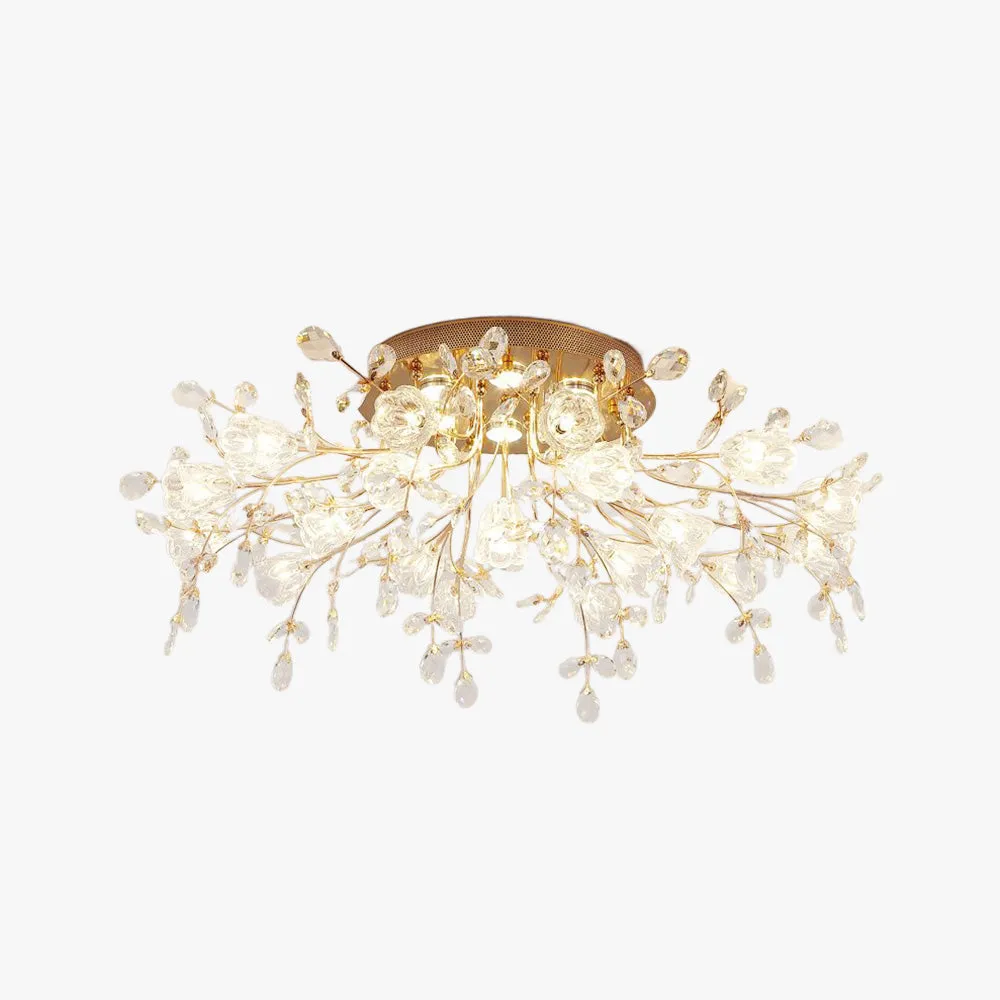 Royal Metal Glass Gold Dendritic Living Room Ceiling Light