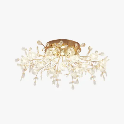Royal Metal Glass Gold Dendritic Living Room Ceiling Light