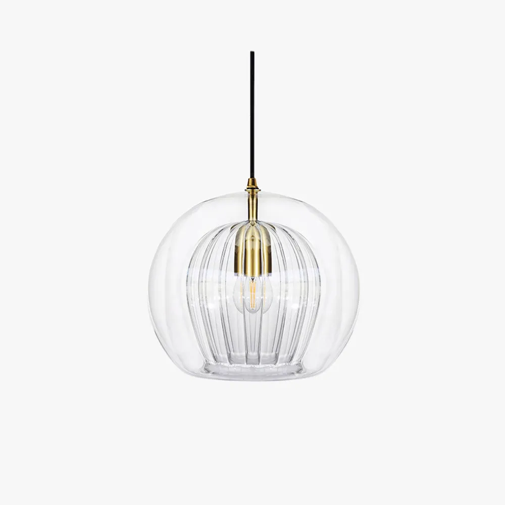 Classical Metal And Glass Bubble Bedroom Pendant Light, Amber/Clear, Trichromatic Light