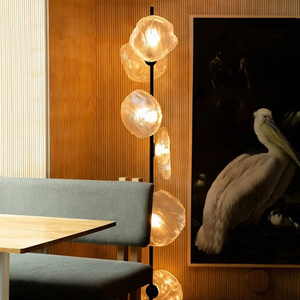 Art Deco Metal Glass Linear Black Gold Gray Living Room Floor Lamp