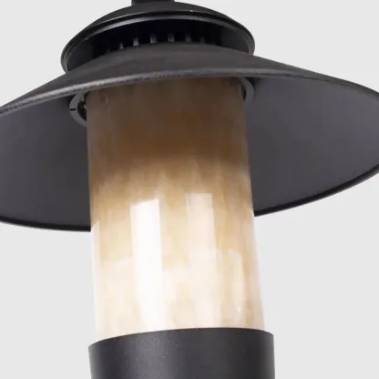 Modern Metal Marble Hooded Black Outdoor Path Light