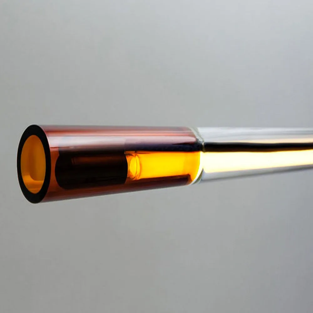 Modern Metal Acrylic Brown Red Linear Pendant Light