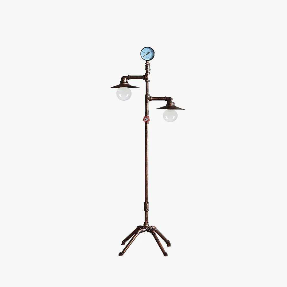 Vintage  Metal Piped Dining Room Floor Lamp, Bronze