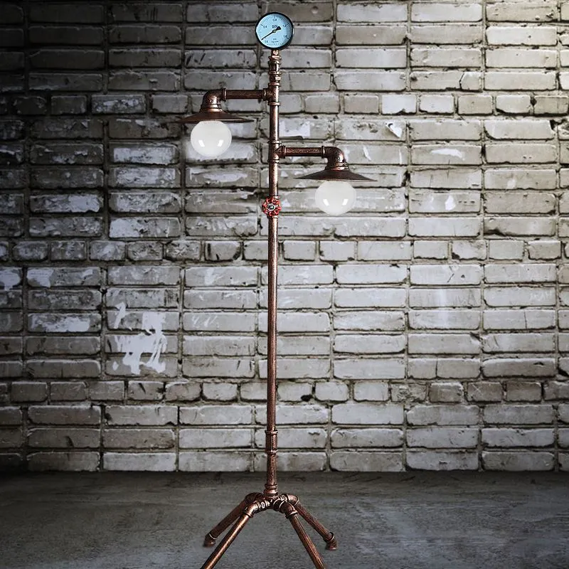 Vintage  Metal Piped Dining Room Floor Lamp, Bronze