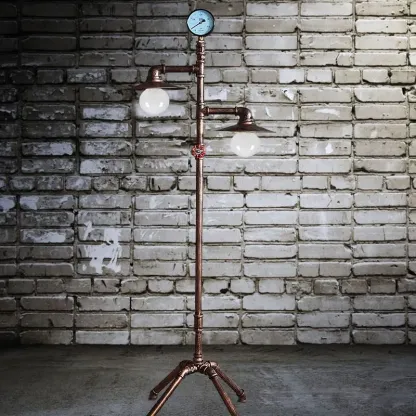 Vintage  Metal Piped Dining Room Floor Lamp, Bronze