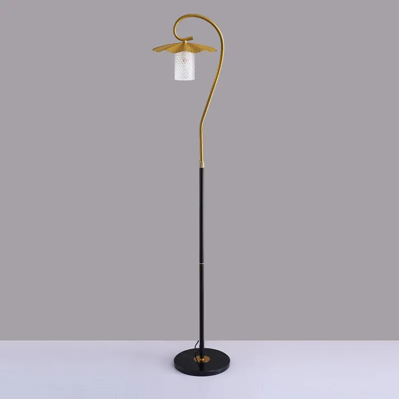 Vintage Metal Hooded Gold Floor Lamp living Room