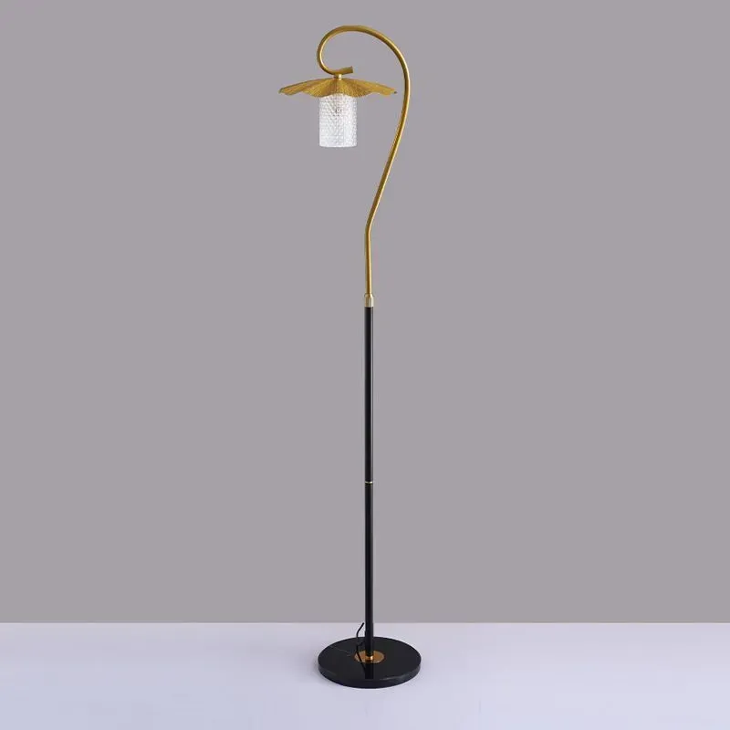 Vintage Metal Hooded Gold Floor Lamp living Room