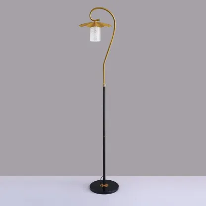 Vintage Metal Hooded Gold Floor Lamp living Room