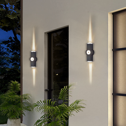 Unusual Metal Acrylic Cruciform Outdoor Wall Lamp Black
