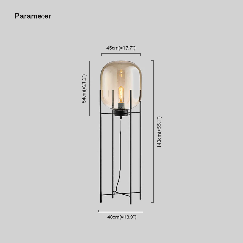 Designer Glass Metal Elliptical Clear Floor Lamp Living Room