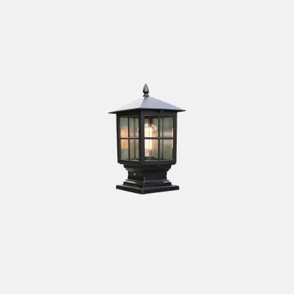 Vintage Glass Lantern Outdoor Pathway Light Black/Bronze