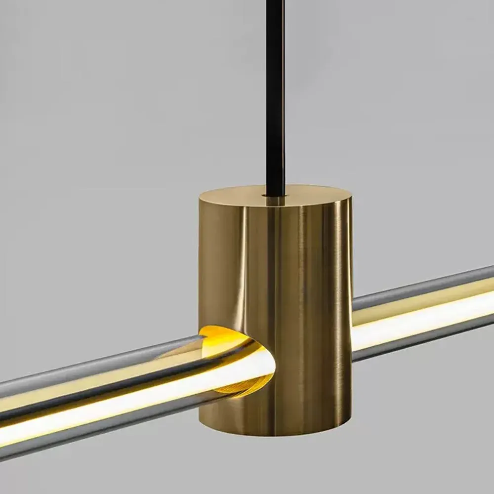 Modern Metal Acrylic Brown Red Linear Pendant Light