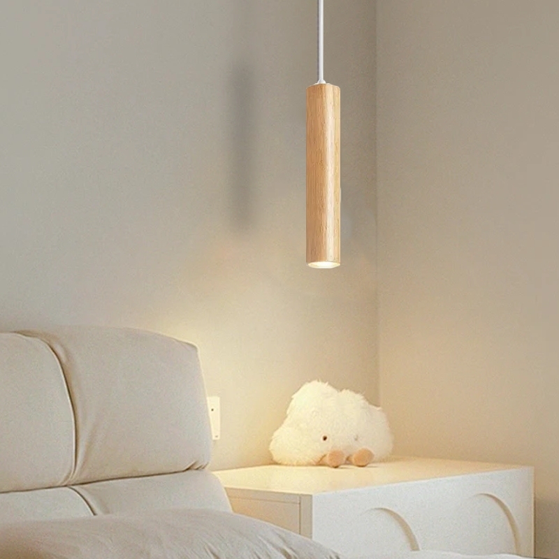 Minimalist Linear Pendant Light Brown Yellow Wooden | Riofu