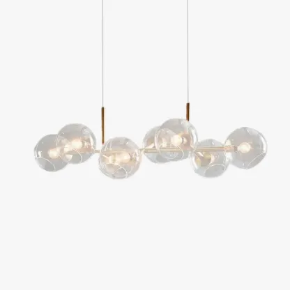 Designer Metal And Glass Bubble Study Room Pendant Light, Black/Gold
