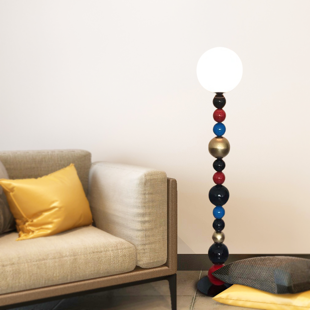 Morandi Metal Acrylic Globular Red Green Floor Lamp Basement