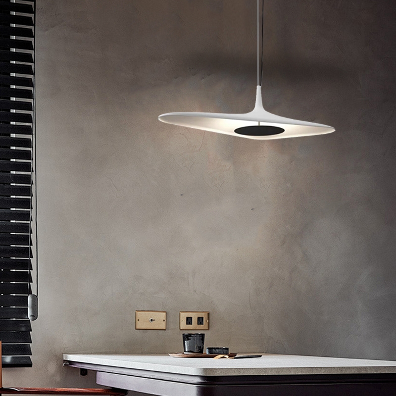 Modern Hooded Pendant Light Black White Metal Riofu 