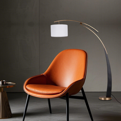 Modern Metal Fabric Cylindrical White Floor Lamp Bedroom