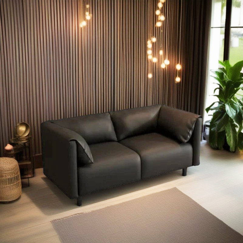 Nordic Cat Anti-scratch Leather Black Sofa Living Room