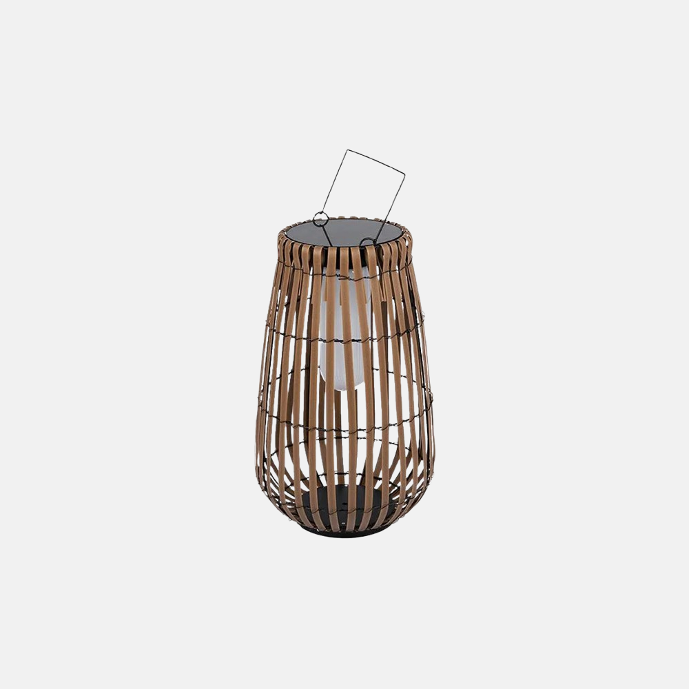 Rustic Bamboo Metal Lantern Brown Floor Lamp Gardern