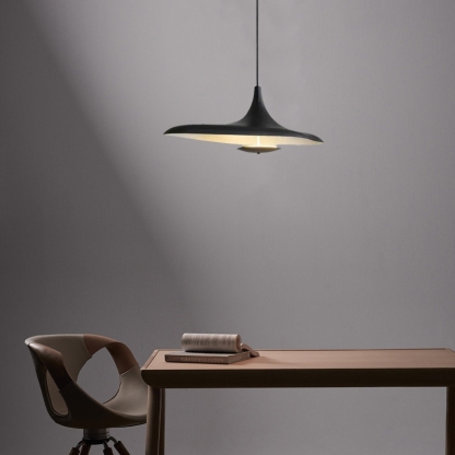 Modern Hooded Pendant Light Black White Metal Riofu 