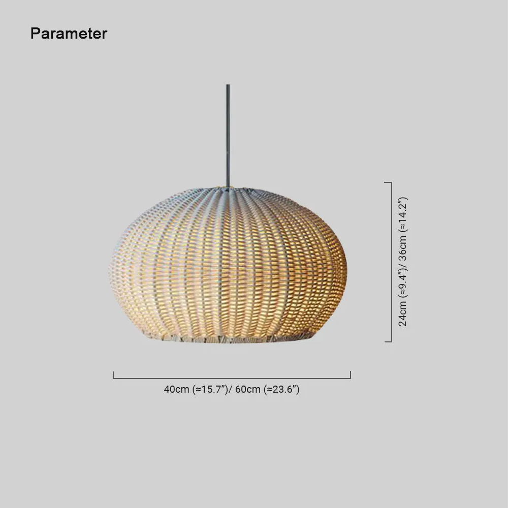 Farmhouse Rattan Beige Outdoor Pendant Light Garden
