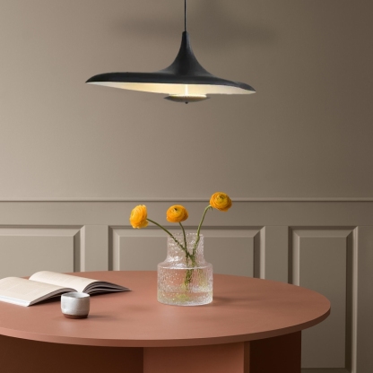 Modern Hooded Pendant Light Black White Metal Riofu 