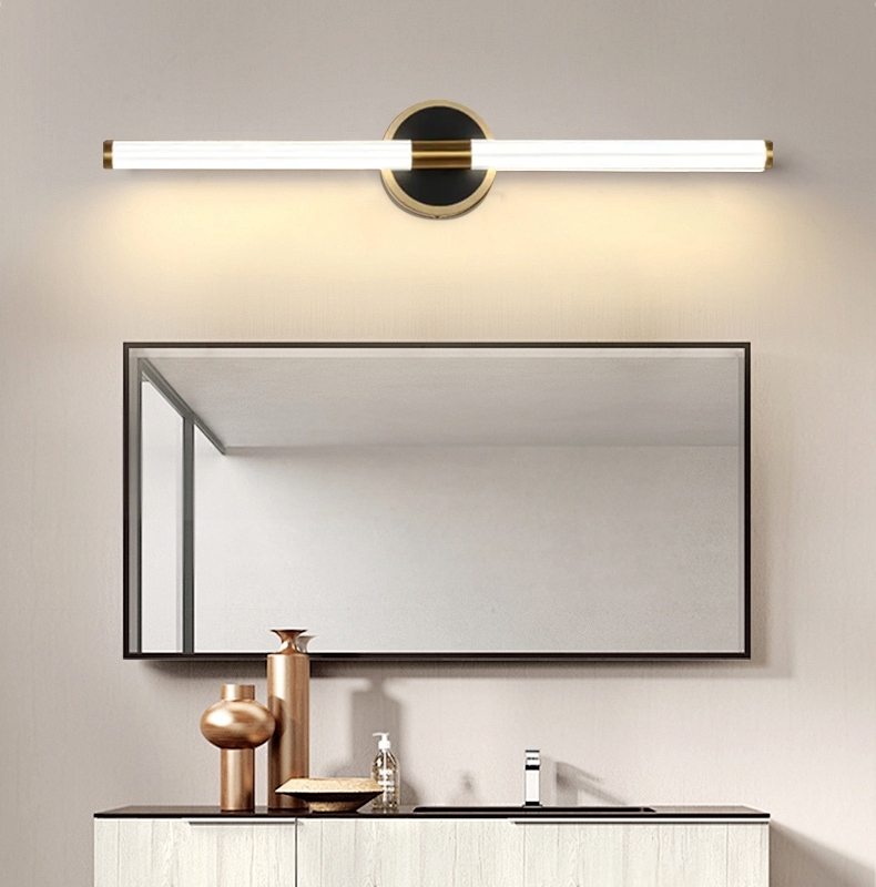 Modern Linear Wall Lamp Black Gold Metal Acrylic Riofu