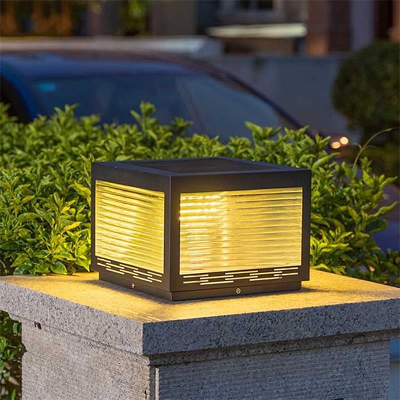 Modern Metal Square Black Outdoor Pillar Light Outdoor
