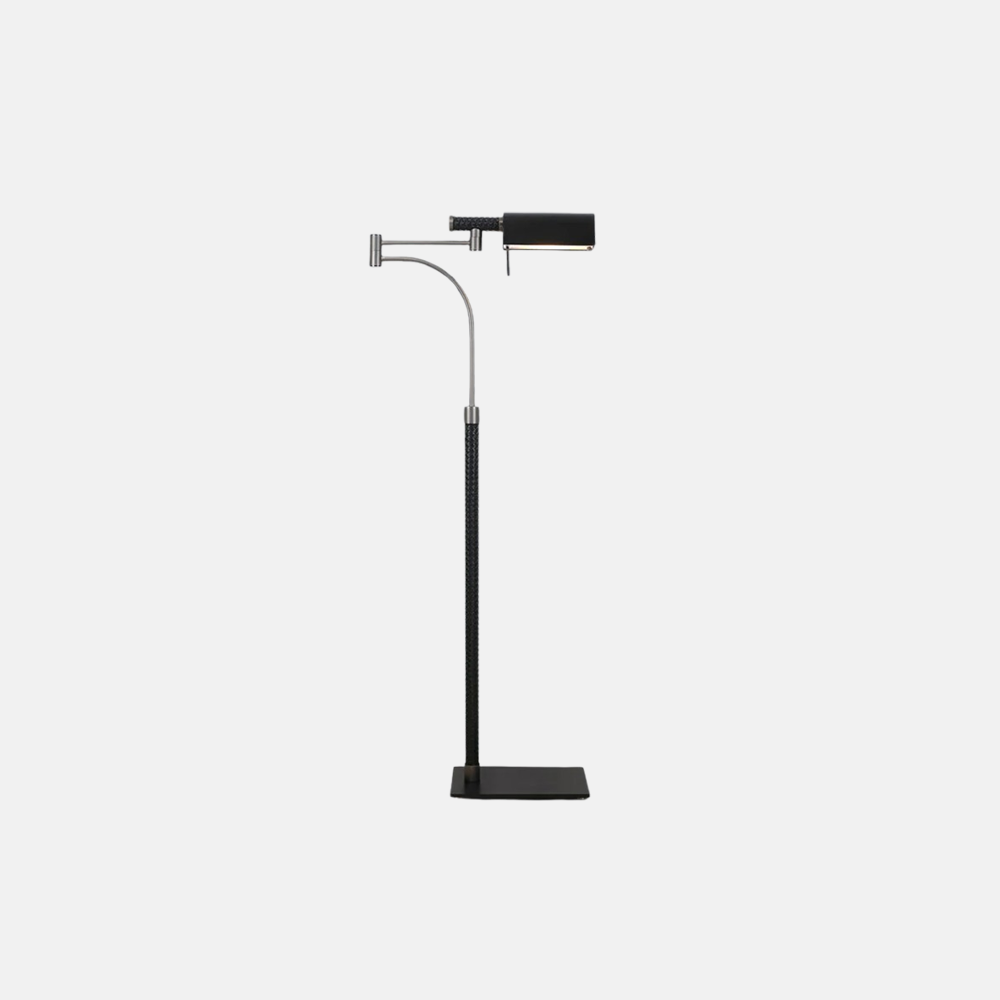 Designer Leather Metal Linear Black Floor Lamp Bedroom