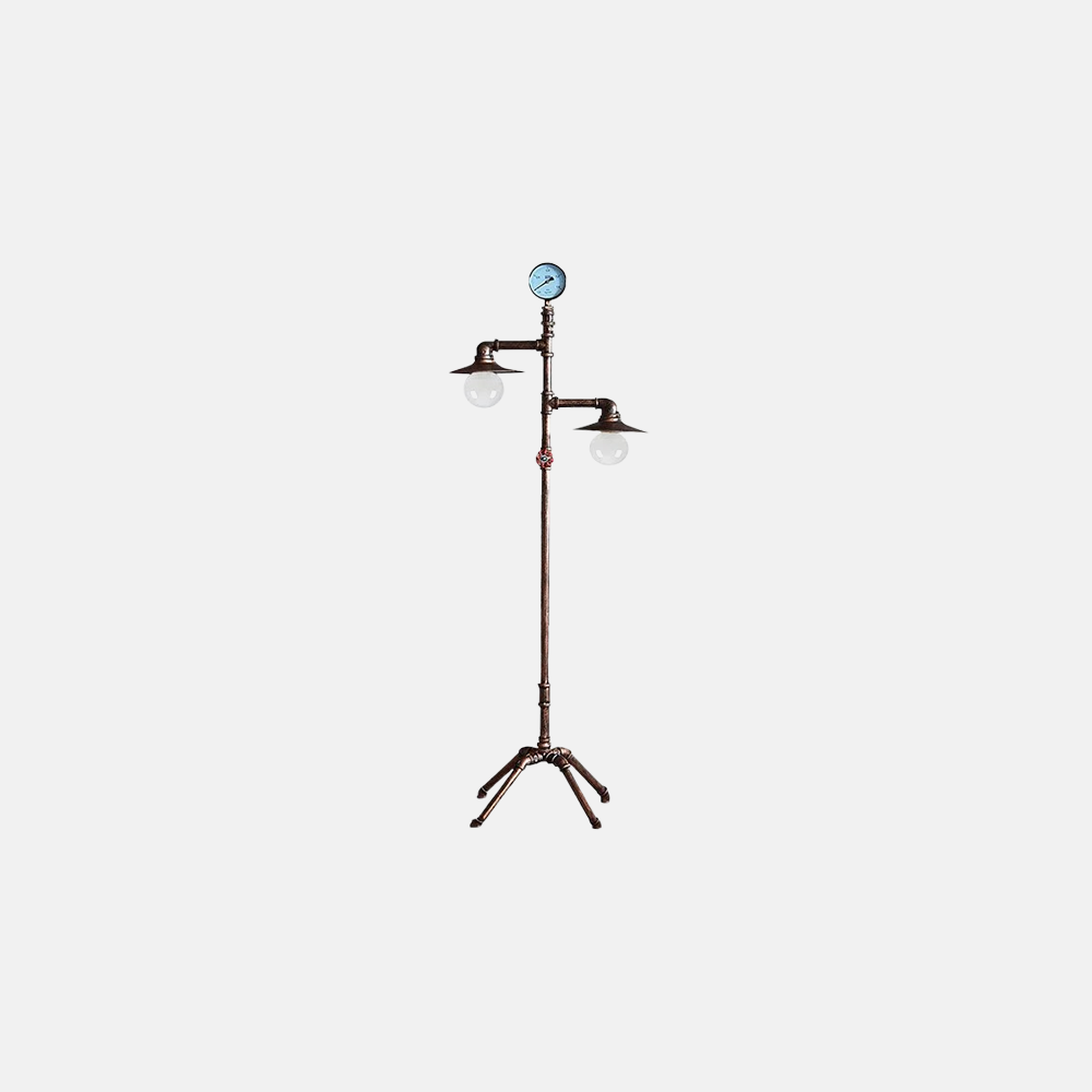 Vintage Metal Piped Dining Room Floor Lamp Bronze
