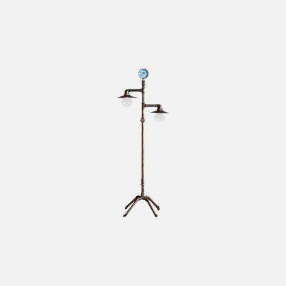Vintage Metal Piped Dining Room Floor Lamp Bronze