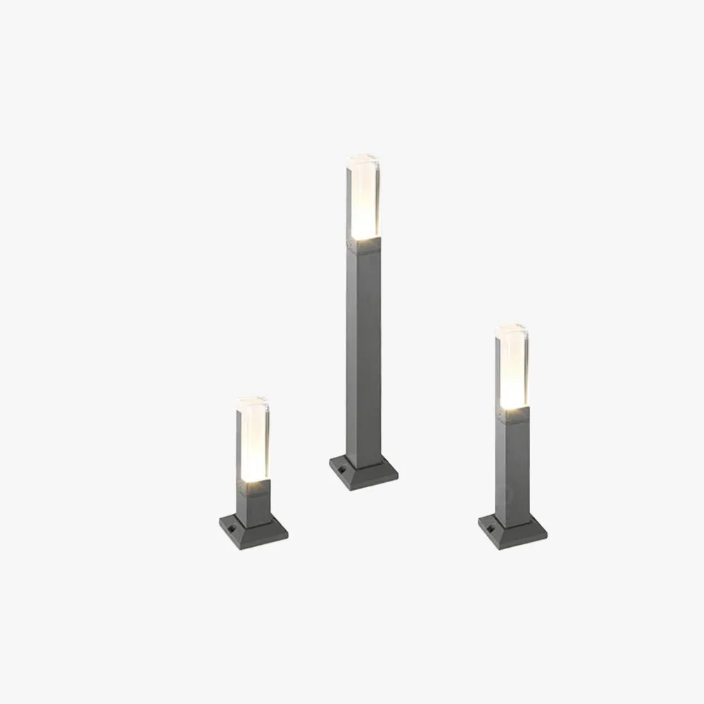 Modern Metal Cylindrical Gray Outdoor Lamp Garden